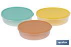 ROUND LUNCH BOX FOR POTATO OMELETTE | AVAILABLE IN THREE COLOURS | SIZE: 24.5 X 6.5CM