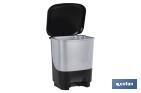 Rigid and Strong Class Pedal Bin PEDAL BIN | 10-litre Capacity | Grey & Black - Cofan