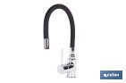 Grifería de cocina monomando con caño flexible negro | Grifo cromado | Incluye 2 latiguillos de 40 cm - Cofan