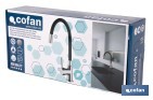 Grifería de cocina monomando con caño flexible negro | Grifo cromado | Incluye 2 latiguillos de 40 cm - Cofan