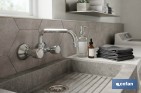 Grifo mezclador de pared con acabado cromado | Adecuado para cocina y lavadero | Disponible en diferentes distancias entre ejes - Cofan