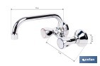Grifo mezclador de pared con acabado cromado | Adecuado para cocina y lavadero | Disponible en diferentes distancias entre ejes - Cofan
