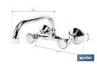 Grifo mezclador de pared con acabado cromado | Adecuado para cocina y lavadero | Disponible en diferentes distancias entre ejes - Cofan