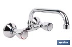 Grifo mezclador de pared con acabado cromado | Adecuado para cocina y lavadero | Disponible en diferentes distancias entre ejes - Cofan