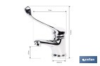 Grifo de lavabo con maneta higiénica larga | Grifo monomando con acabado cromado | Adecuado para hostelería y centros sanitarios - Cofan