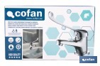 Grifo de lavabo con maneta higiénica larga | Grifo monomando con acabado cromado | Adecuado para hostelería y centros sanitarios - Cofan