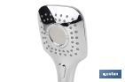 Chrome-plated hand-held shower head | Pushbutton with 3 spray modes | Size: 26 x 11cm - Cofan