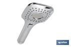 Chrome-plated hand-held shower head | Pushbutton with 3 spray modes | Size: 26 x 11cm - Cofan