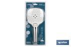 Chrome-plated hand-held shower head | White | 3 spray modes | Size: 24.5 x 12cm - Cofan