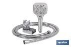 Square shower kit | With 3 spray modes (hand-held shower head + shower hose + bracket) - Cofan