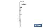 SQUARED SHOWER COLUMN | 1 SPRAY MODE | HAND-HELD SHOWER HEAD + SHOWER HOSE + SLIDING RAIL + OVERHEAD SHOWER HEAD + SOAP DISH