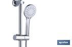 Round shower column | 5 Spray modes | Hand-held shower head + Shower hose + Sliding rail + Overhead shower head + Soap dish - Cofan