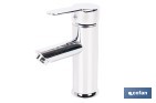 Grifo monomando para lavabo con acabado cromado | Incluye latiguillos de acero inoxidable | Gama Évian - Cofan