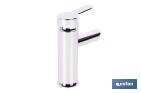 Grifo monomando para lavabo con acabado cromado | Incluye latiguillos de acero inoxidable | Gama Évian - Cofan