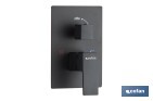 Concealed shower set with black finish | Single-handle shower | 2 outlets | Wall-mounted installation | Square design | Overhead shower head with 2 spray modes | Available in matt black finish - Cofan