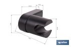 Soporte de ducha para pared | Material: ABS resistente | Soporte ajustable | Medidas: 4 x 6 x 6,5 cm | Disponible en acabado negro - Cofan