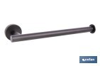 TOALLERO NEGRO MATE | MATERIAL: ACERO INOXIDABLE | DISEÑO REDONDO | KIT DE FIJACIÓN INCLUIDO | MEDIDAS: 28 X 8 X 5 CM
