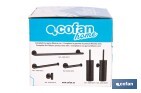 Percha negra mate | Material: acero inoxidable | Diseño redondo | Kit de fijación incluido | Medidas: 5 x 5 x 6 cm - Cofan