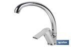 Single-handle sink tap | High C-shaped spout | Ross Model | Brass | Size: 23 x 25 x 4cm - Cofan