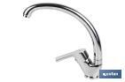 Single-handle sink tap | High C-shaped spout | Ross Model | Brass | Size: 23 x 25 x 4cm - Cofan