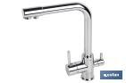 Kitchen Mixer Tap | Single-Handle Tap | 3-Way Filter Tap Adapted to Osmosis System | Brass with chrome finish - Cofan