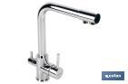 Kitchen Mixer Tap | Single-Handle Tap | 3-Way Filter Tap Adapted to Osmosis System | Brass with chrome finish - Cofan