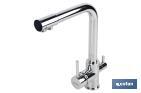 Kitchen Mixer Tap | Single-Handle Tap | 3-Way Filter Tap Adapted to Osmosis System | Brass with chrome finish - Cofan