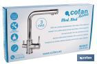 Kitchen Mixer Tap | Single-Handle Tap | 3-Way Filter Tap Adapted to Osmosis System | Brass with chrome finish - Cofan