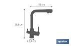 Kitchen Mixer Tap | Single-Handle Tap | 3-Way Filter Tap Adapted to Osmosis System | Brass with chrome finish - Cofan