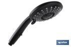 Hand-held shower head | Black bathroom fittings | 5 spray modes - Cofan