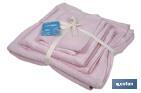 Conjunto de 3 toalhas de cor rosa claro com 580 g/m2 | Gama Flor | Conjunto de toalhas 100% algodão - Cofan