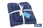 CONJUNTO DE 3 TOALHAS EM COR AZUL MARINHO COM 580 G/M2 | GAMA MARÍN | CONJUNTO DE TOALHAS 100% ALGODÃO