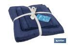 Lot de 3 serviettes de couleur bleu marine avec 580 g/m2 | Gamme Marin | Lot de serviettes 100 % coton - Cofan