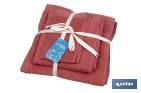 Set of 3 coral-coloured bath towels with 580g/m2 | Jamaica range | Set of bath towels made of 100% cotton - Cofan