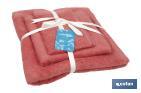 Set of 3 coral-coloured bath towels with 580g/m2 | Jamaica range | Set of bath towels made of 100% cotton - Cofan