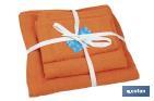 LOT DE 3 SERVIETTES DE COULEUR ORANGE AVEC 580 G/M2 | GAMME AMANECER | LOT DE SERVIETTES 100 % COTON