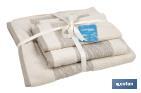 Lot de 3 serviettes de couleur nature avec 600 g/m2 | Gamme Alma | Lot de serviettes 95 % de coton et 5 % de lin - Cofan