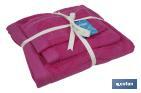 Set of 3 fuchsia bath towels with 580g/m2 | Primavera range | Set of bath towels made of 100% cotton - Cofan