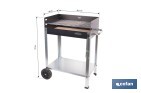 Barbacoa de carbón con ruedas | Parrilla regulable | Ladrillo refractario | Fácil de transportar y estable | Medidas: 56,7 x 36 x 83 cm - Cofan