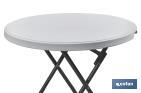 Mesa plegable redonda de color blanco | Peso máximo: 120 kg | Adecuada para 6 personas | Medidas abierta: Ø88 x 74 cm - Cofan