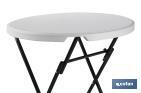 Table haute pliante ronde de couleur blanche | Appropriée pour l'intérieur et l'extérieur | Dimensions : Ø80 x 110 cm  - Cofan