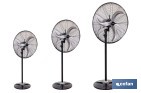 VENTILADOR DE PIE INDUSTRIAL CON 3 VELOCIDADES | 3 ASPAS DE ALUMINIO, FUNCIÓN DE OSCILACIÓN | DISPONIBLE EN DIFERENTES MEDIDAS Y POTENCIAS