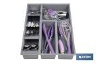 Organizador de cubiertos con separadores para cajón | Cubertero con 8 compartimentos y separadores modulares | Color: gris | Material: polipropileno - Cofan