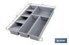 Organizador de cubiertos con separadores para cajón | Cubertero con 8 compartimentos y separadores modulares | Color: gris | Material: polipropileno - Cofan