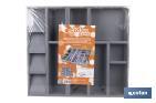 Organizador de cubiertos con separadores para cajón | Cubertero con 11 compartimentos y separadores modulares | Color: gris | Material: polipropileno - Cofan
