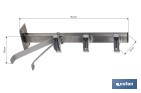 Tendedero fijo de pared de dos piezas con forma de escuadra y 3 poleas | Fabricado en Acero Inoxidable AISI 304 | Medidas: 36,5 x 9,5 cm - Cofan