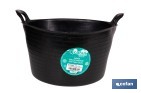 Capazo negro de polietileno reciclado con base plana estable | Adecuado para uso agrícola y construcción, poda, vendimia, apilable | Disponible en varias capacidades - Cofan