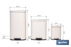 Cubo de basura beige con pedal y cubo interior | Papelera metálica para baño y cocina con cierre suave | Recubrimiento antihuellas | Disponible en diferentes capacidades - Cofan