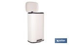 Cubo de basura beige con pedal y cubo interior | Papelera metálica para baño y cocina con cierre suave | Recubrimiento antihuellas | Disponible en diferentes capacidades - Cofan