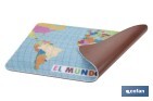 Felpudo entrada "El mundo a tus pies" | Adecuado para interior y exterior | Material resistente | Base antideslizante | Diseño con mapamundi | Medidas: 40 x 60 cm - Cofan